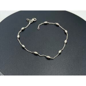 Signed‎ Fine Sterling Silver 950 Large Bracelet or Small Anklet 2.44 grams, 9"